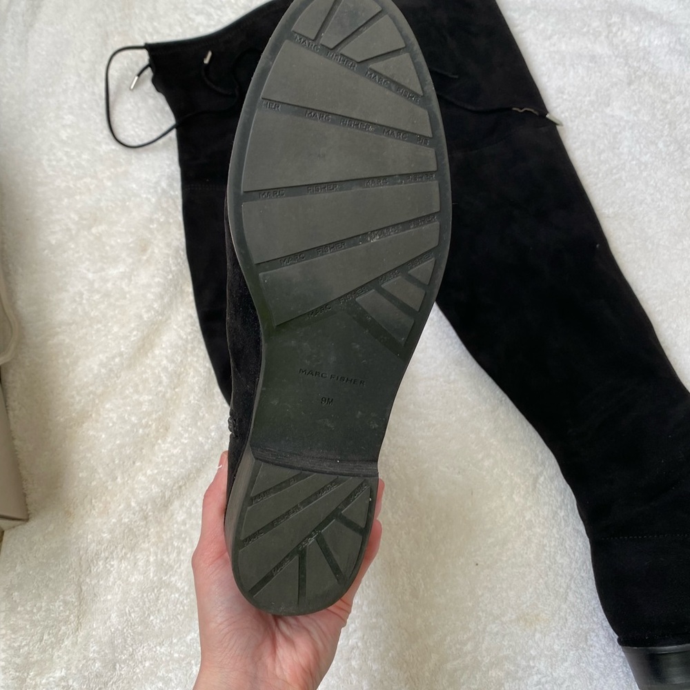 Marc Fisher Suede Black Over-the-Knee Boots Size 9 - Picture 6 of 14